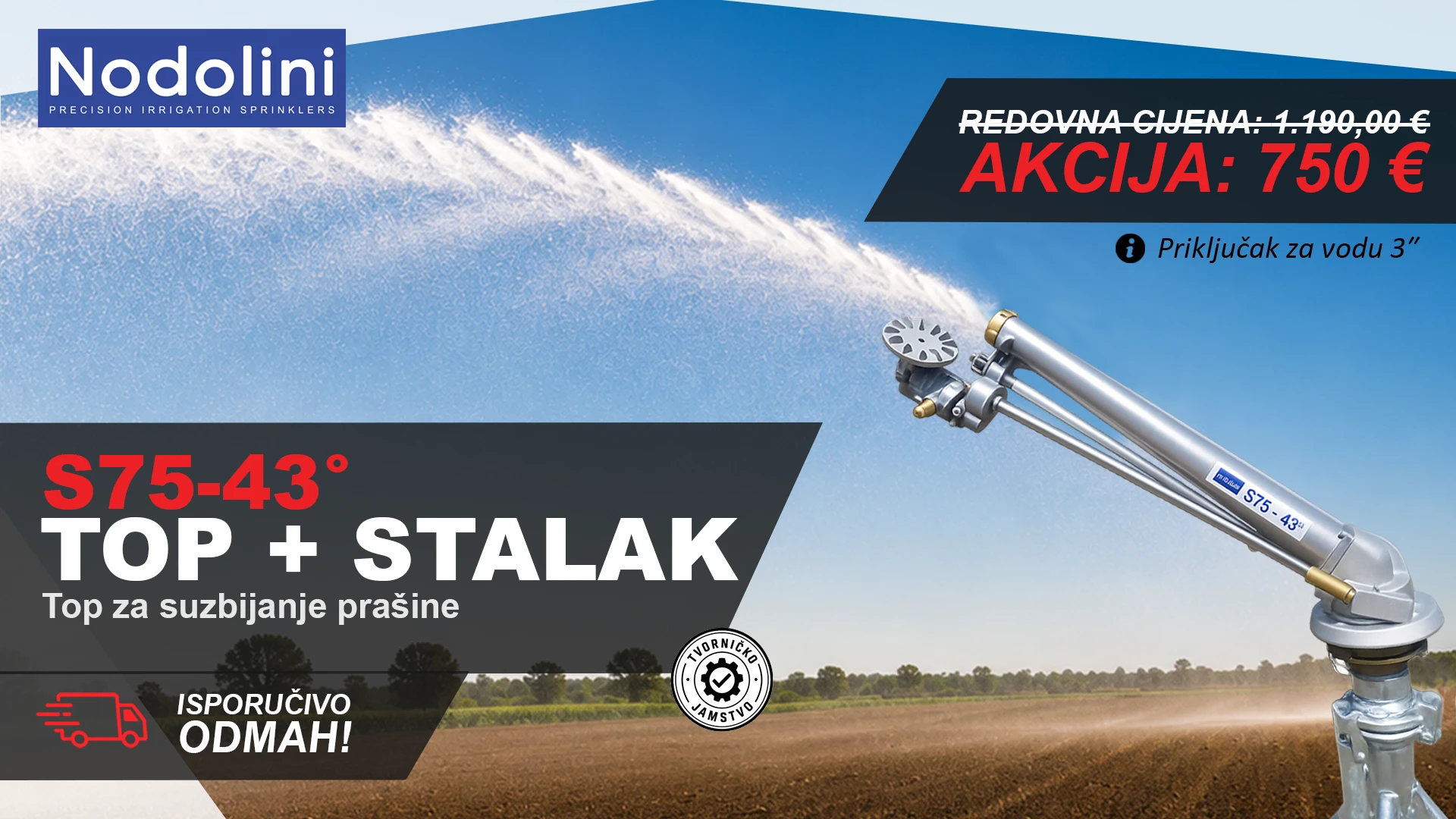 Nodolini S75-43 top za suzbijanje prašine i stalak - promotivna ponuda